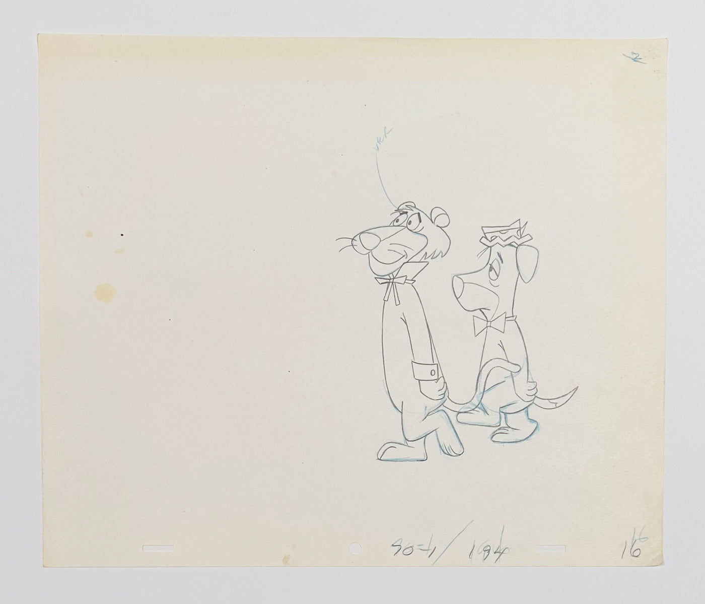 Original Hanna Barbera Production Drawing featuring Snagglepuss and Huckleberry Hound