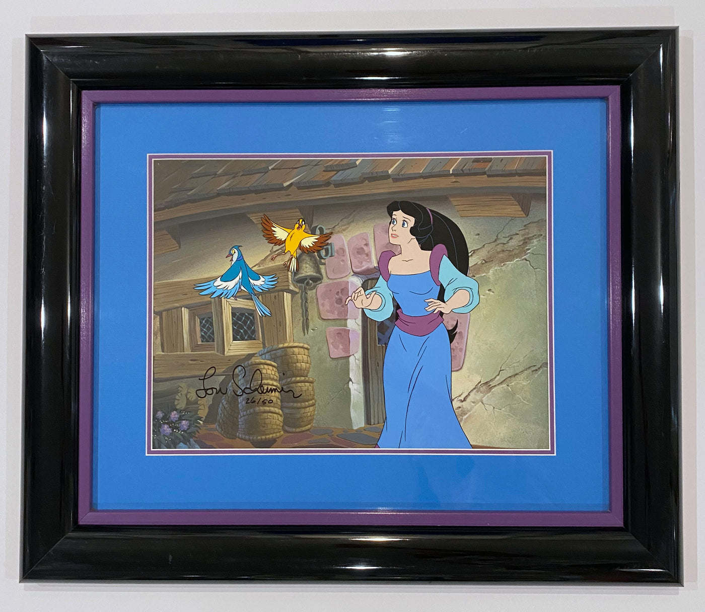Original Filmation Studios Hand Painted Cel from Happily Ever After featuring Snow White, signed by Lou Scheimer