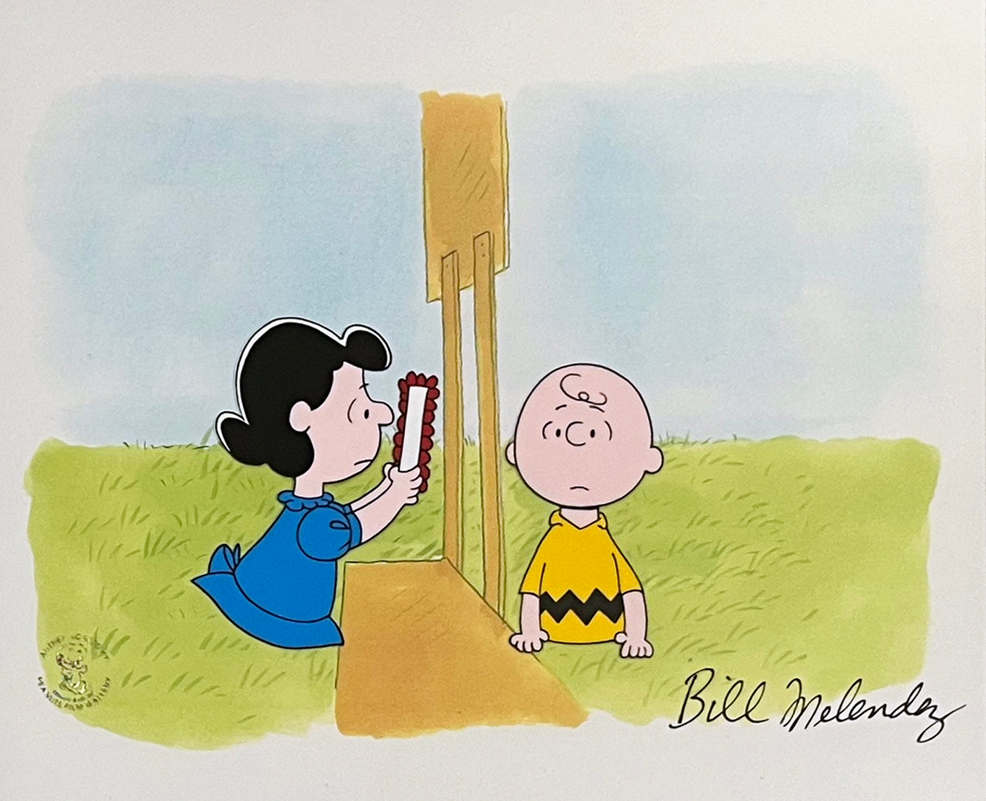 Original Peanuts Production Drawings with Cel featuring Charlie Brown and Lucy