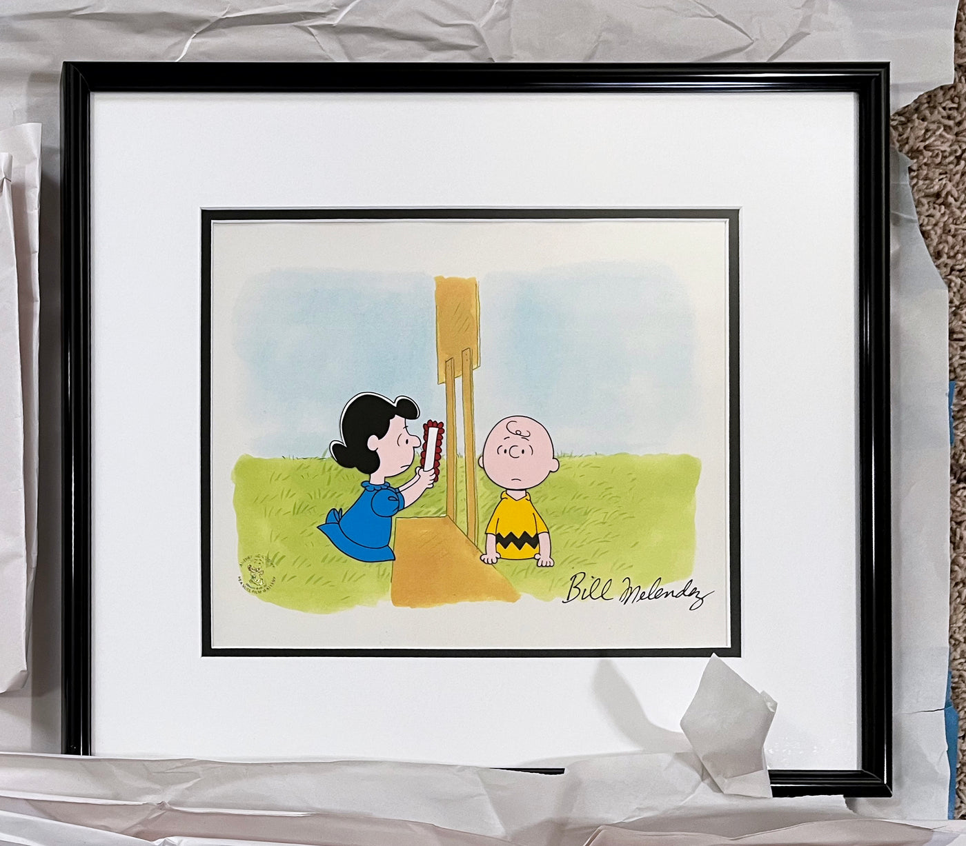 Original Peanuts Production Drawings with Cel featuring Charlie Brown and Lucy