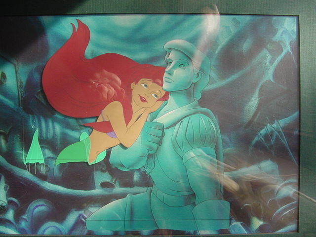 Original Walt Disney Production Cel on Color Photographic background from the Little Mermaid