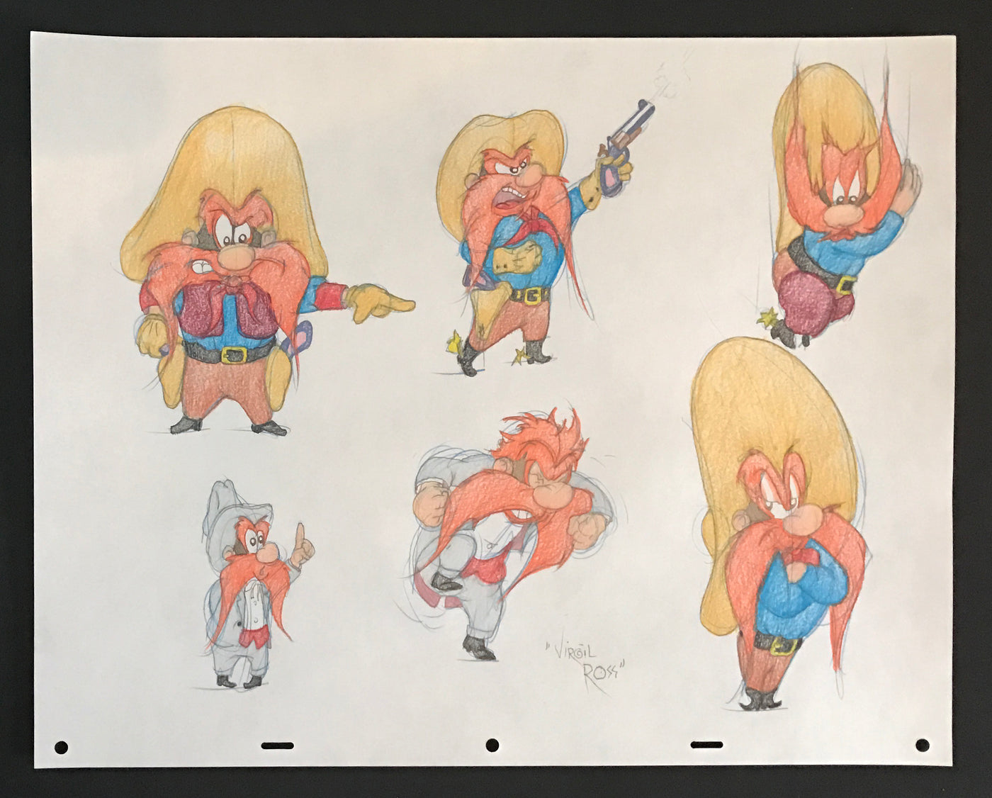 Warner Brothers Virgil Ross Animation Drawing of Yosemite Sam