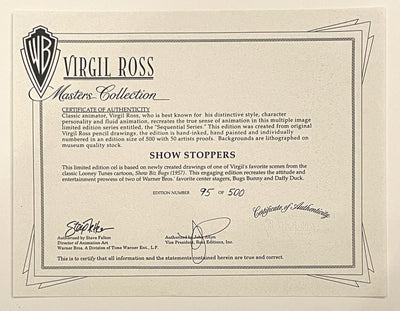 Original Warner Brothers Limited Edition Cel "Show Stoppers" Signed by Virgil Ross