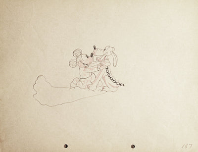 Original Walt Disney Production Drawing of Mickey Mouse and Pluto from Mad Doctor (1933)