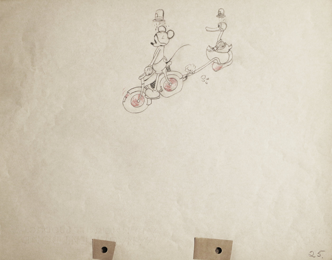 Original Walt Disney Production Drawing of Mickey Mouse and Donald Duck from The Dognapper (1934)