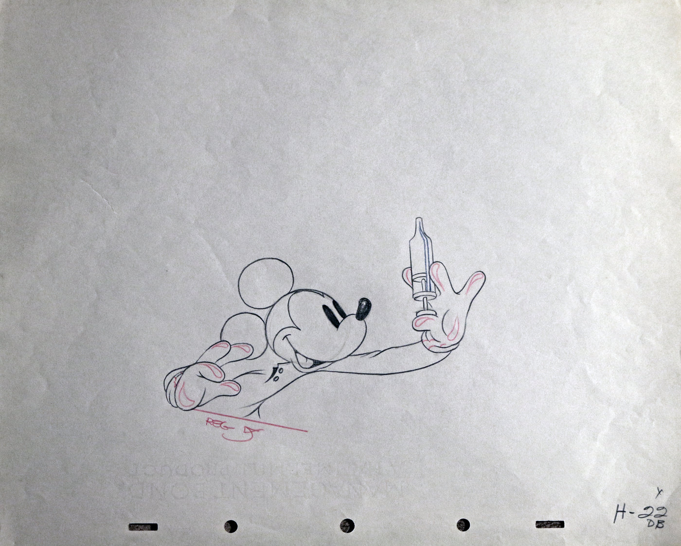 Original Walt Disney Production Drawing of Mickey Mouse from The Worm Turns (1937)
