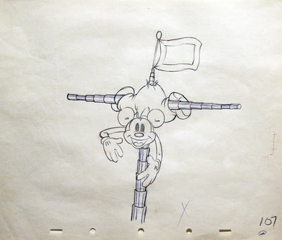 Original Walt Disney Production Drawing of Mickey Mouse from Boat Builders (1938)