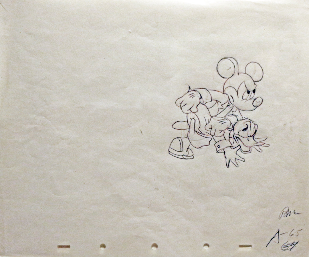 Original Walt Disney Production Drawing of Mickey Mouse and Donald