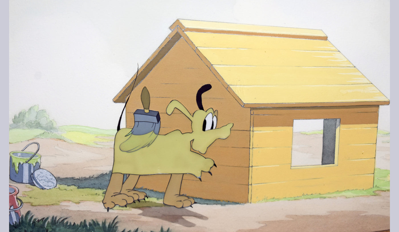 Original Walt Disney Production Cel on Pan Production Background from Pluto's Dream House (1940)