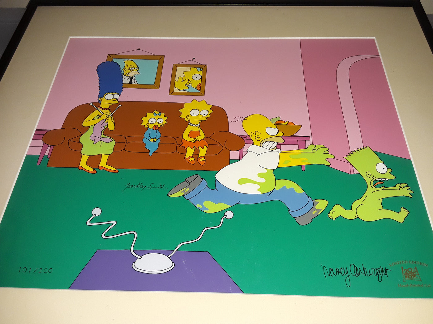 Original Simpsons Limited Edition Cel, Signed by Yeardley Smith and Nancy Cartwright