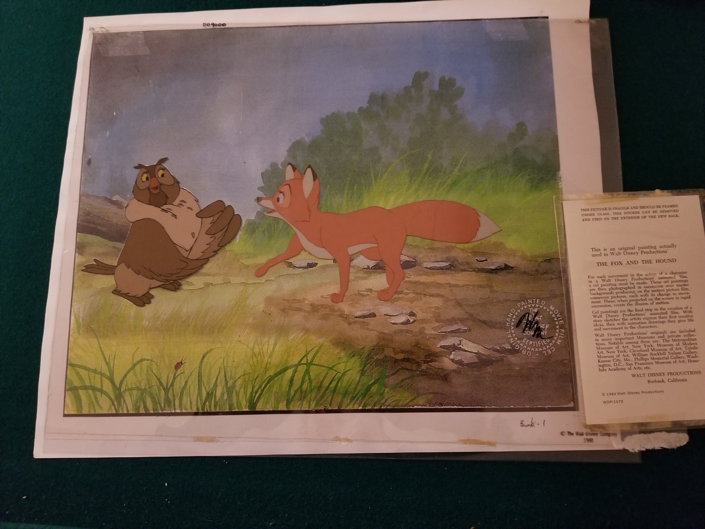 Original Walt Disney Production Cel from The Fox and the Hound featuring Tod and Big Mama