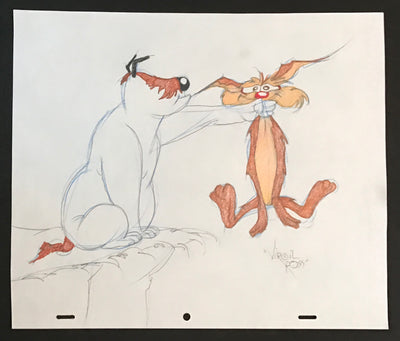 Warner Brothers Virgil Ross Animation Drawing of Sam Sheepdog and Wile ...