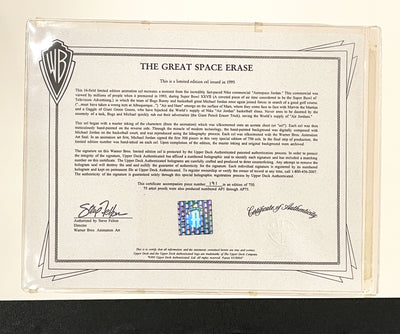 Original Warner Brothers Limited Edition Cel "The Great Space Erase" featuring Bugs Bunny, Marvin Martian, and Michael Jordan