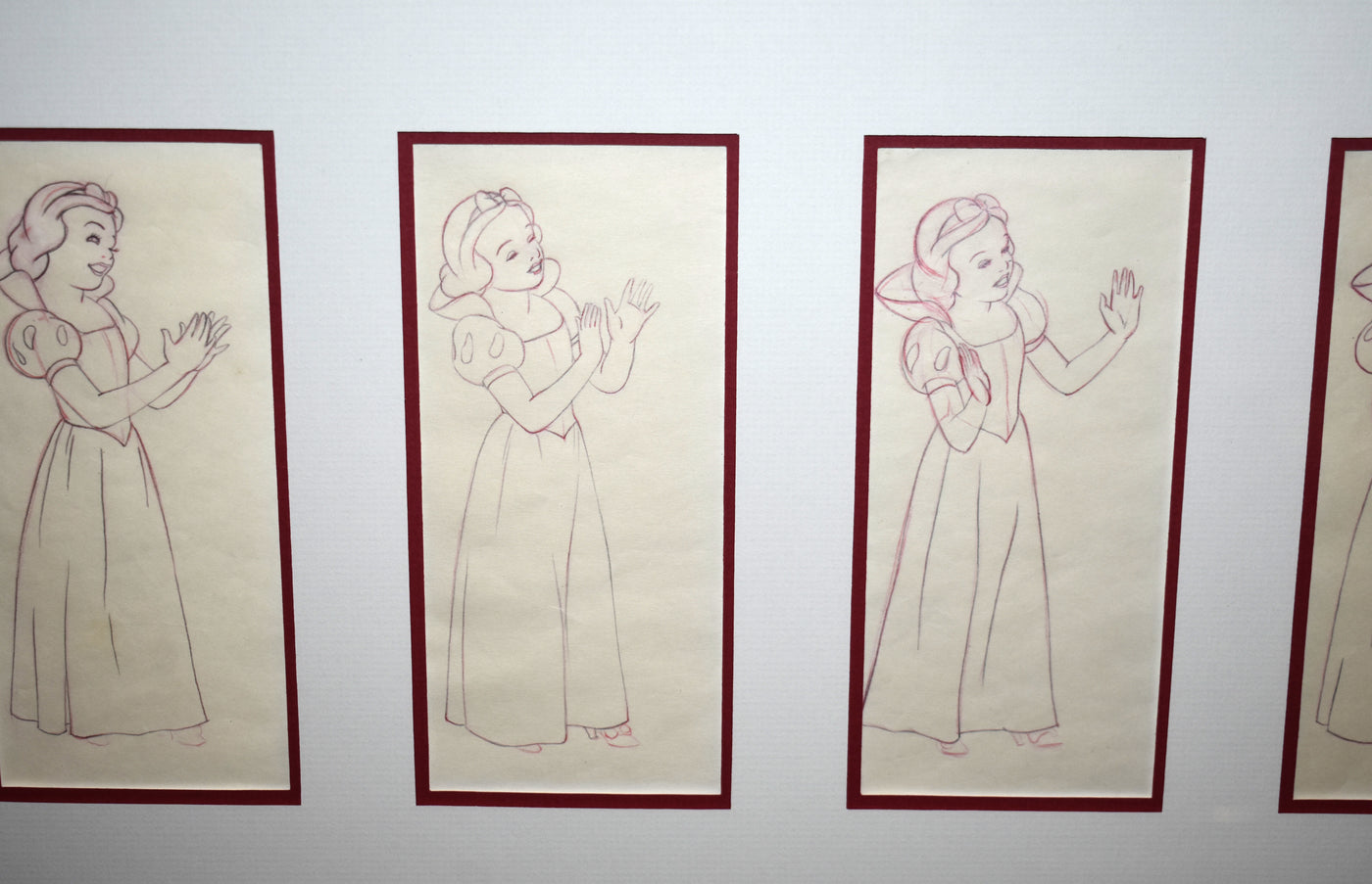 Four Original Walt Disney Production Drawings Featuring Snow White