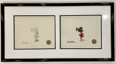 Original Warner Brothers Production Drawing and Matching 1/1 cel of Marvin Martian