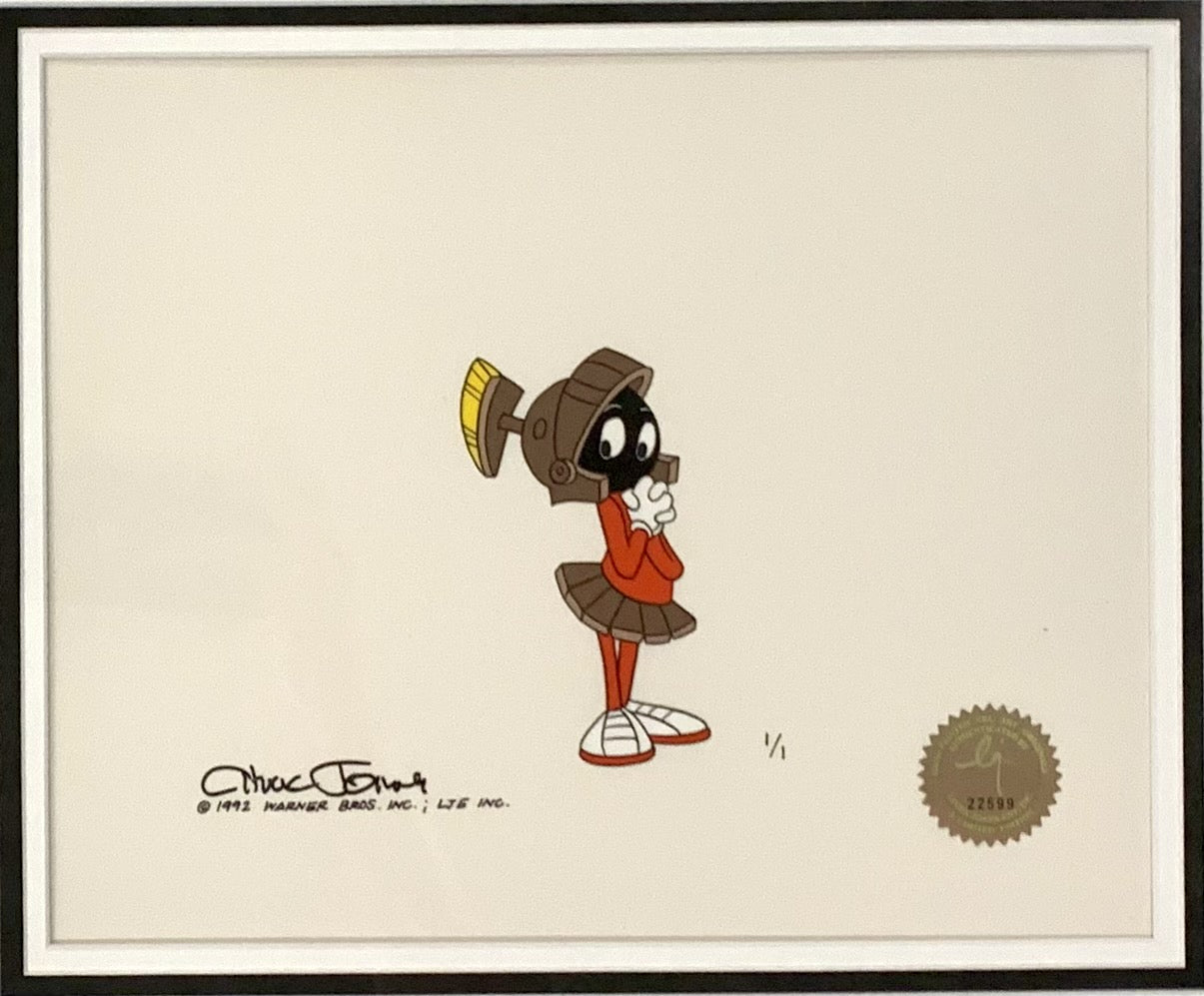 Original Warner Brothers Production Drawing and Matching 1/1 cel of Marvin Martian