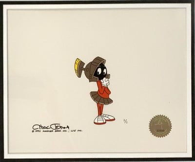 Original Warner Brothers Production Drawing and Matching 1/1 cel of Marvin Martian