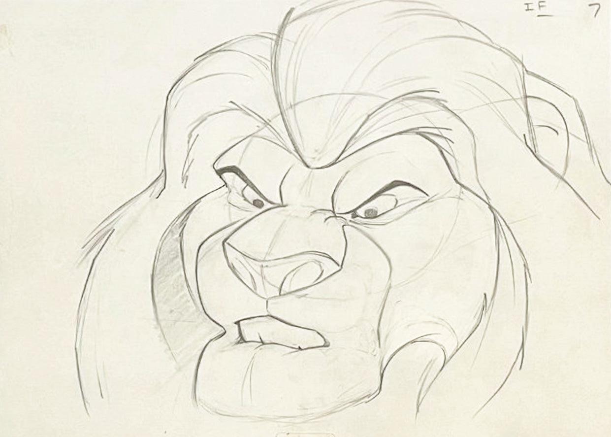 Walt Disney Production Drawing from The Lion King featuring Mufasa