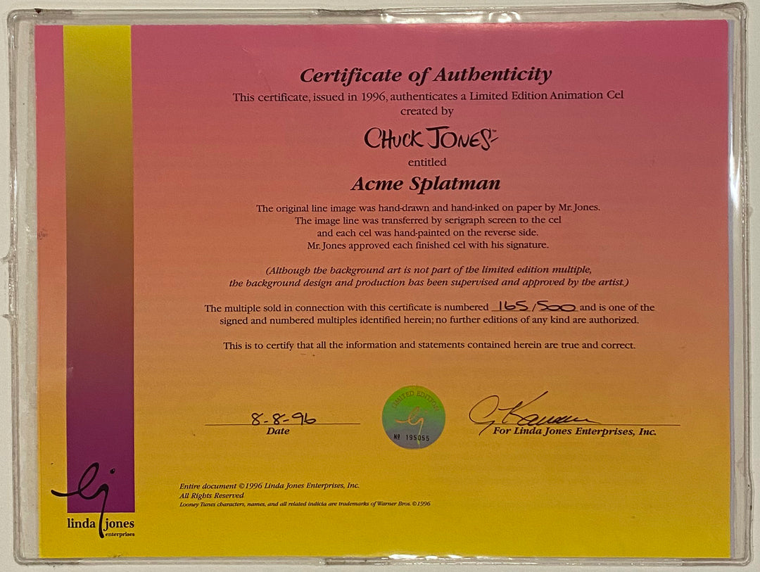 Original Warner Brothers Limited Edition Cel 