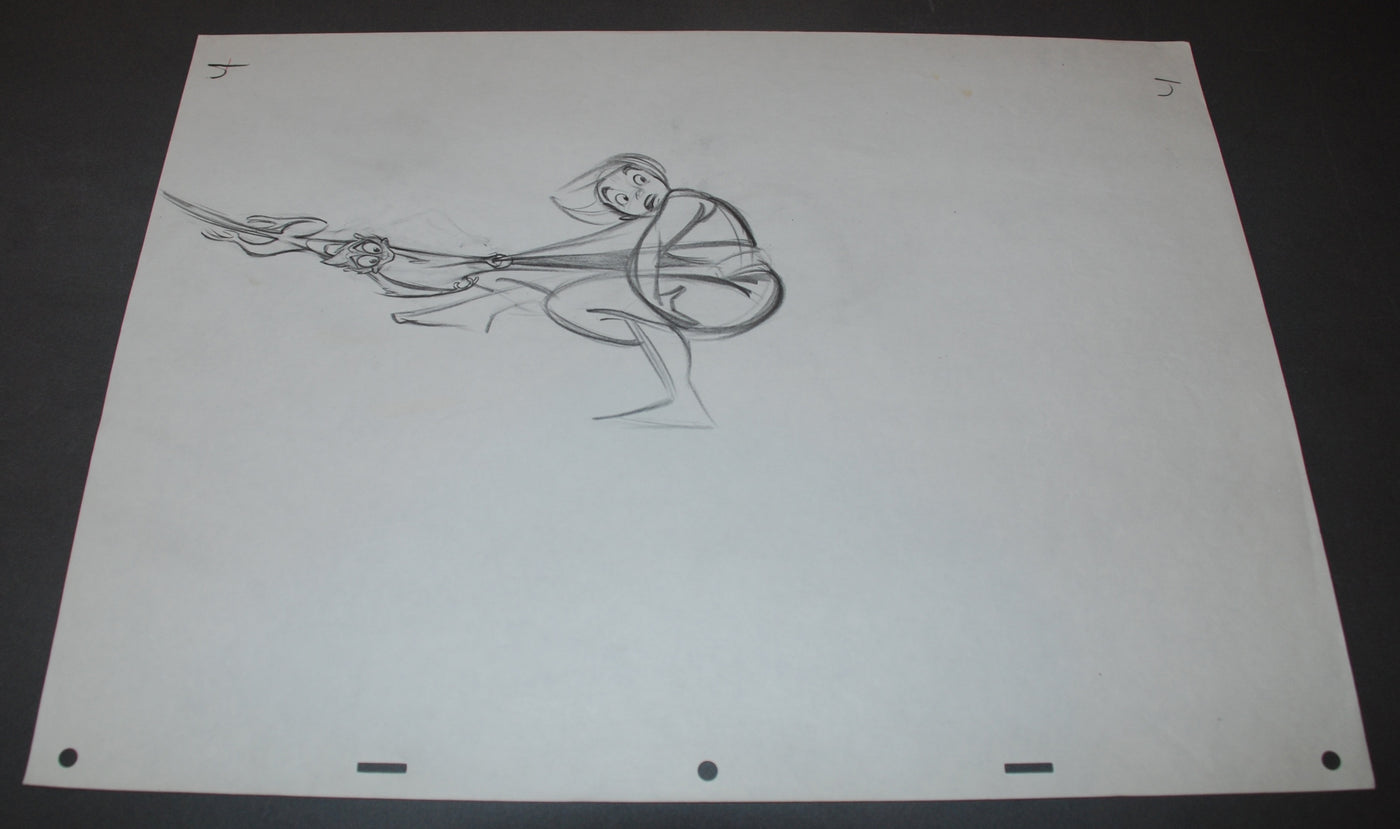 Original Walt Disney Production Drawing from Aladdin featuring Aladdin and Abu