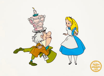 Walt Disney Alice in Wonderland Animation Art Sericel of Alice and The Mad Hatter