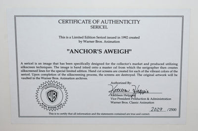 Original Warner Brothers Sericel, Anchor's Aweigh, featuring Tweety