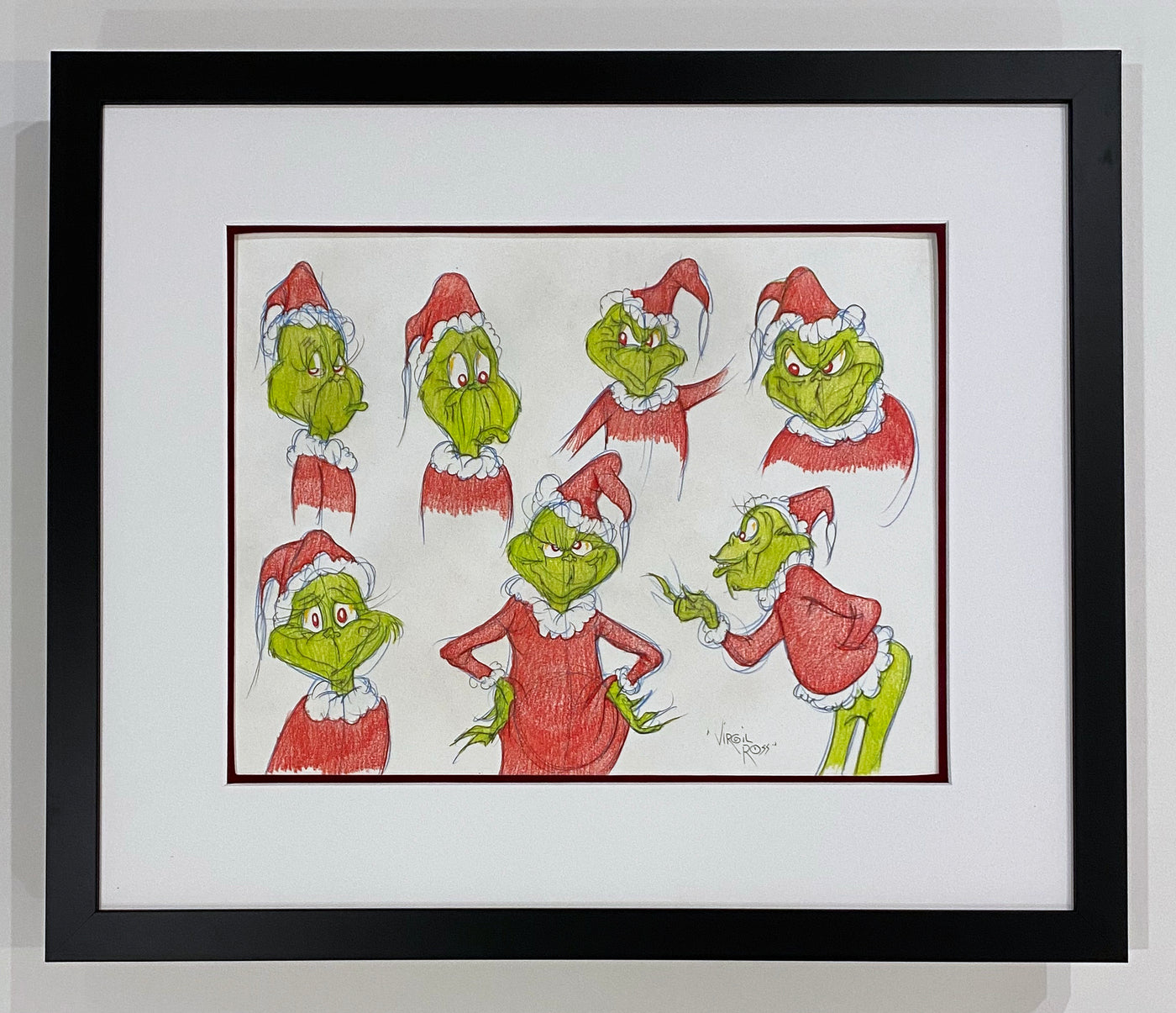 Original Warner Brothers Virgil Ross Model Sheet Animation Drawing featuring The Grinch