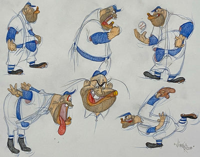 Original Warner Brothers Virgil Ross Model Sheet Animation Drawing featuring Umpire