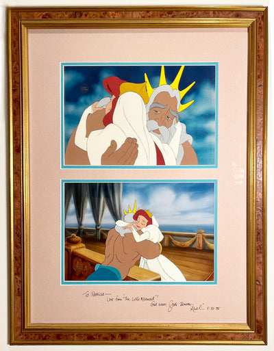 Two Original Walt Disney Production Cels from The Little Mermaid featuring Ariel and King Triton, Personalized by Jodi Benson