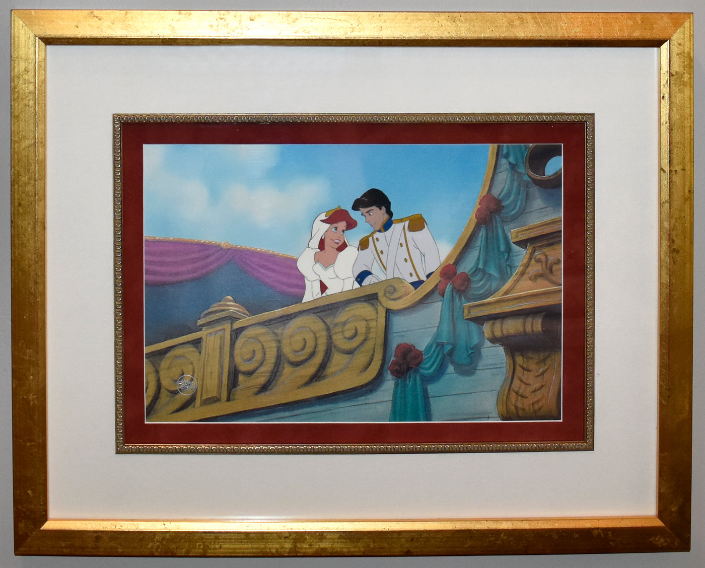 Original Walt Disney Production Cel from The Little Mermaid featuring Ariel and Eric