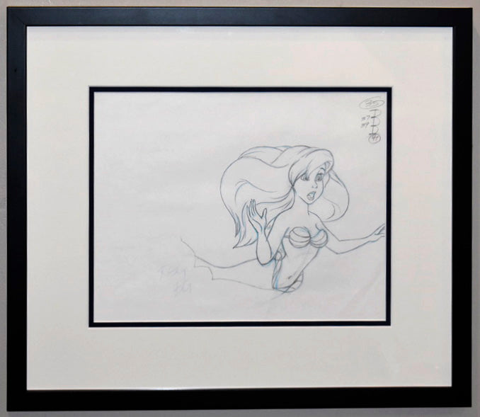 Original Walt Disney Production Drawing From The Little Mermaid featuring Ariel