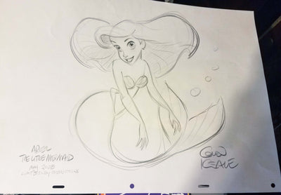 Original Walt Disney Animation Art Drawing featuring Ariel signed by Glen Keane