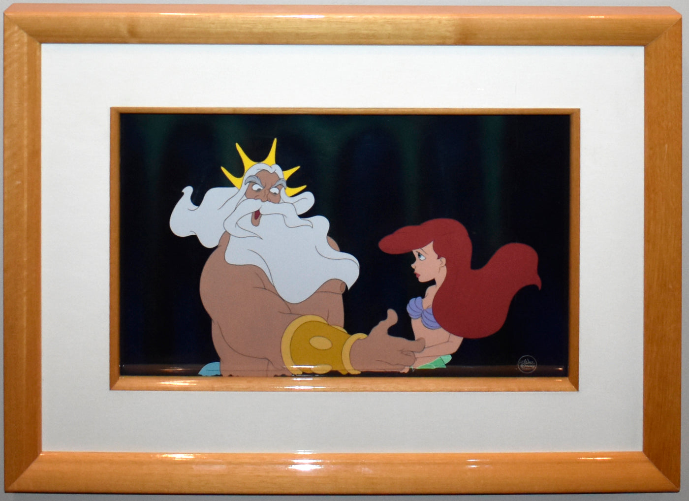 Original Walt Disney Production Cel from The Little Mermaid featuring King Triton and Ariel