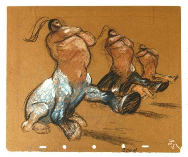 Original Disney Concept Pastel Drawing By James Brodero of Centaurs from Fantasia