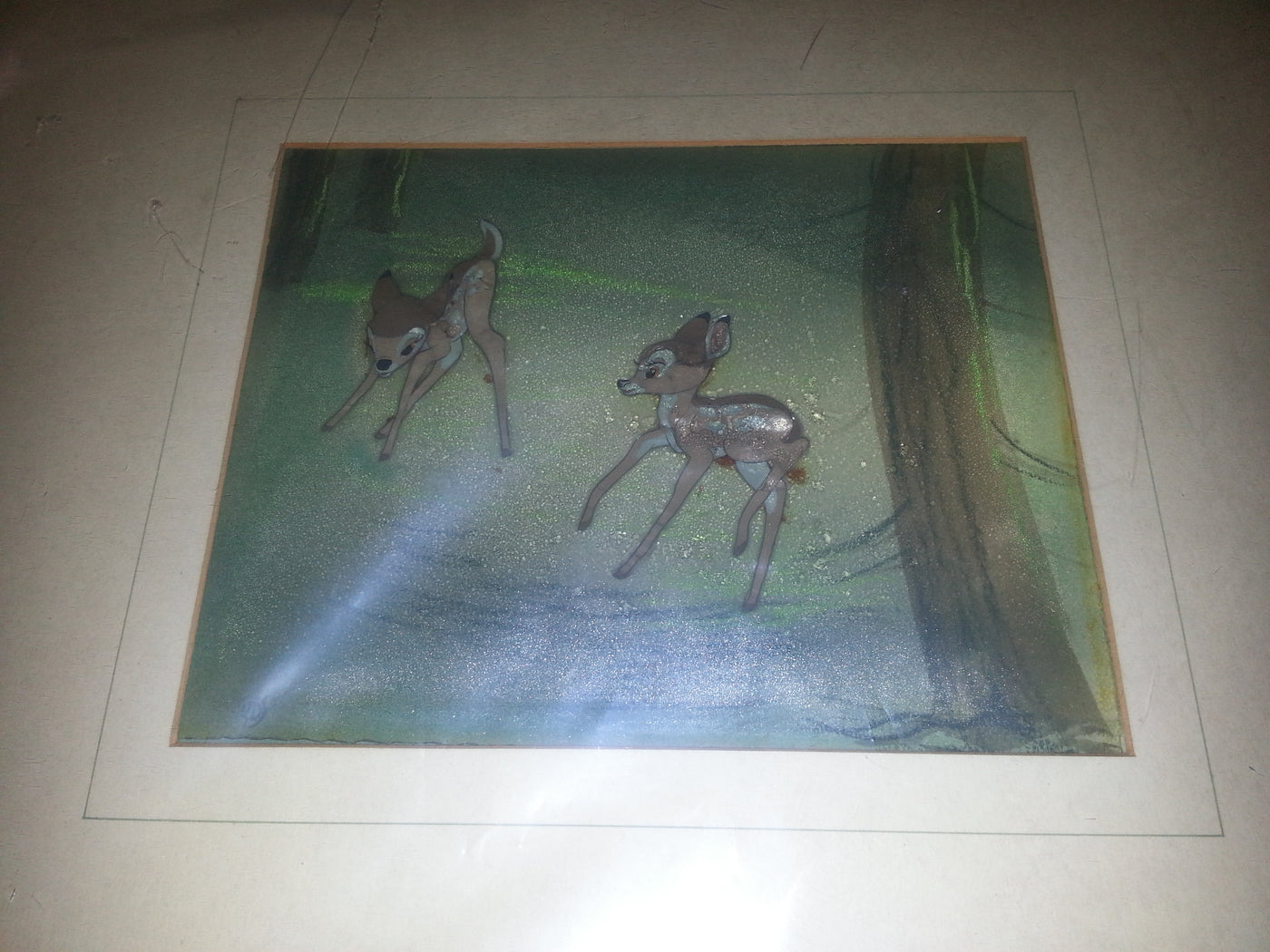 Disney Animation Production Cel Featuring Bambi on Courvoisier Background