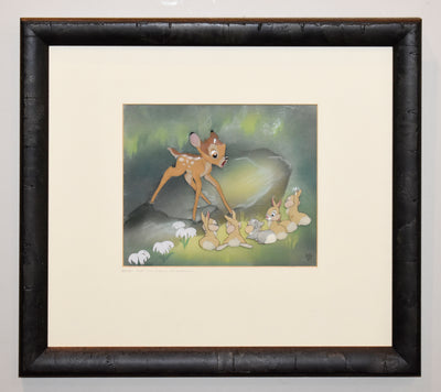 Disney Animation Production Cel Featuring Bambi and Bunnies On Courvoisier Background