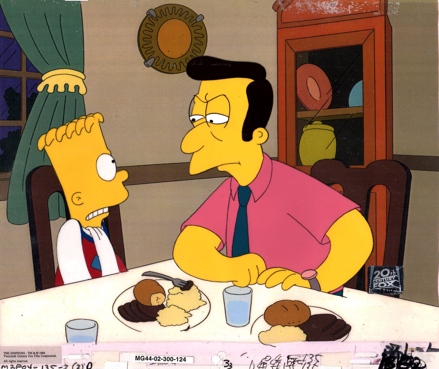 Original Simpsons Production Cel featuring Bart Simpson and Rev. Lovejoy
