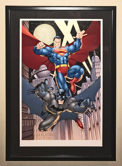 Original Warner Brothers Batman Limited Edition Lithograph, Superman and Batman: The World's Finest Heroes, Signed by Jim Lee