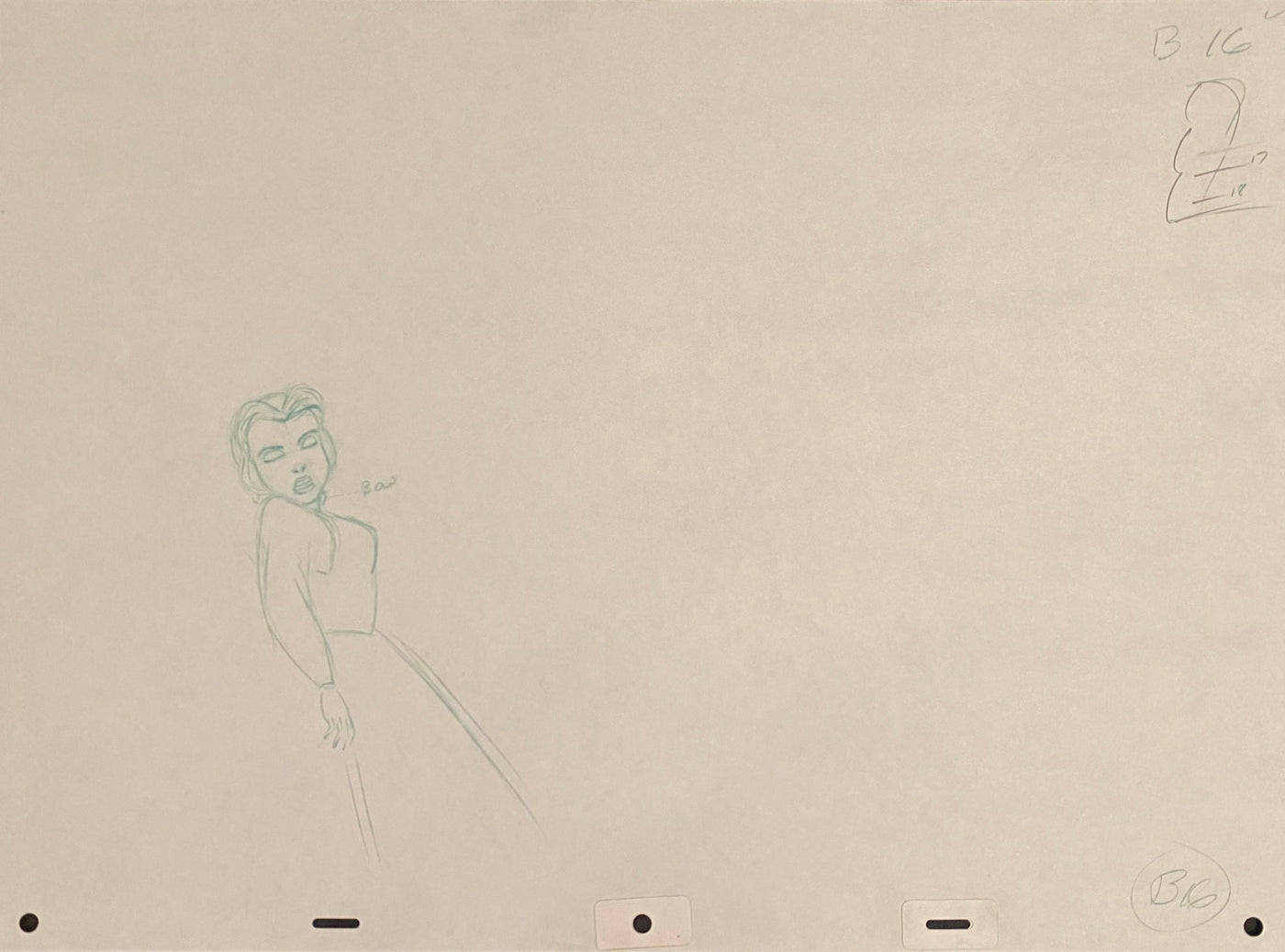 Original Walt Disney Production Drawing from Beauty and the Beast featuring Belle