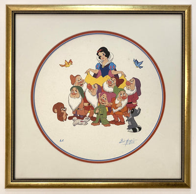 Original Bill Justice Signed Lithograph of Snow White and the Seven Dwarfs