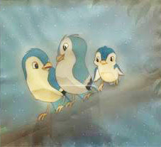 Walt Disney Production Cel on Courvoisier Background featuring birds