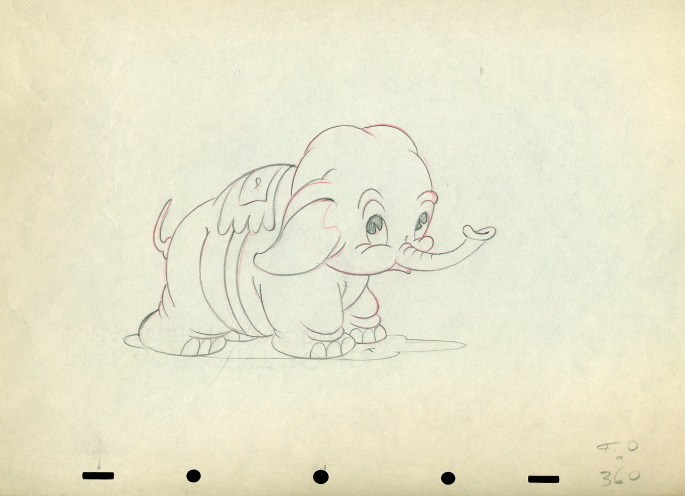 Original Walt Disney Production Drawing from Mickey's Elephant (1936)