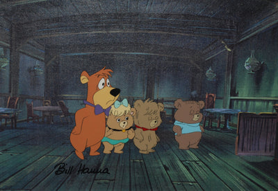 Original Hanna Barbera Production Cel Featuring Boo Boo, Signed by Bill Hanna