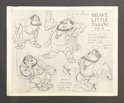 Original Walt Disney The King Model Sheet from Brave Little Tailor