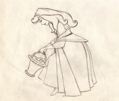 Original Walt Disney Production Drawing from Sleeping Beauty featuring Briar Rose