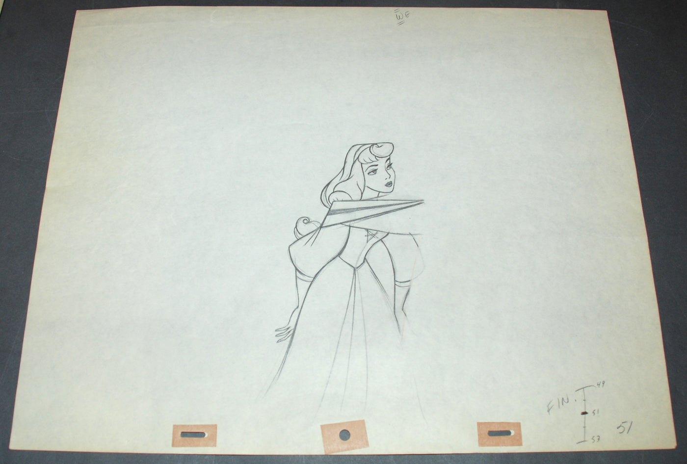 Original Walt Disney Production Drawing from Sleeping Beauty featuring Briar Rose