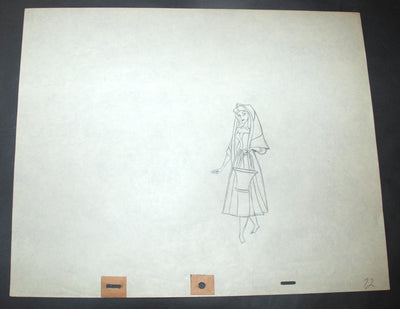 Original Walt Disney Production Drawing from Sleeping Beauty featuring Briar Rose