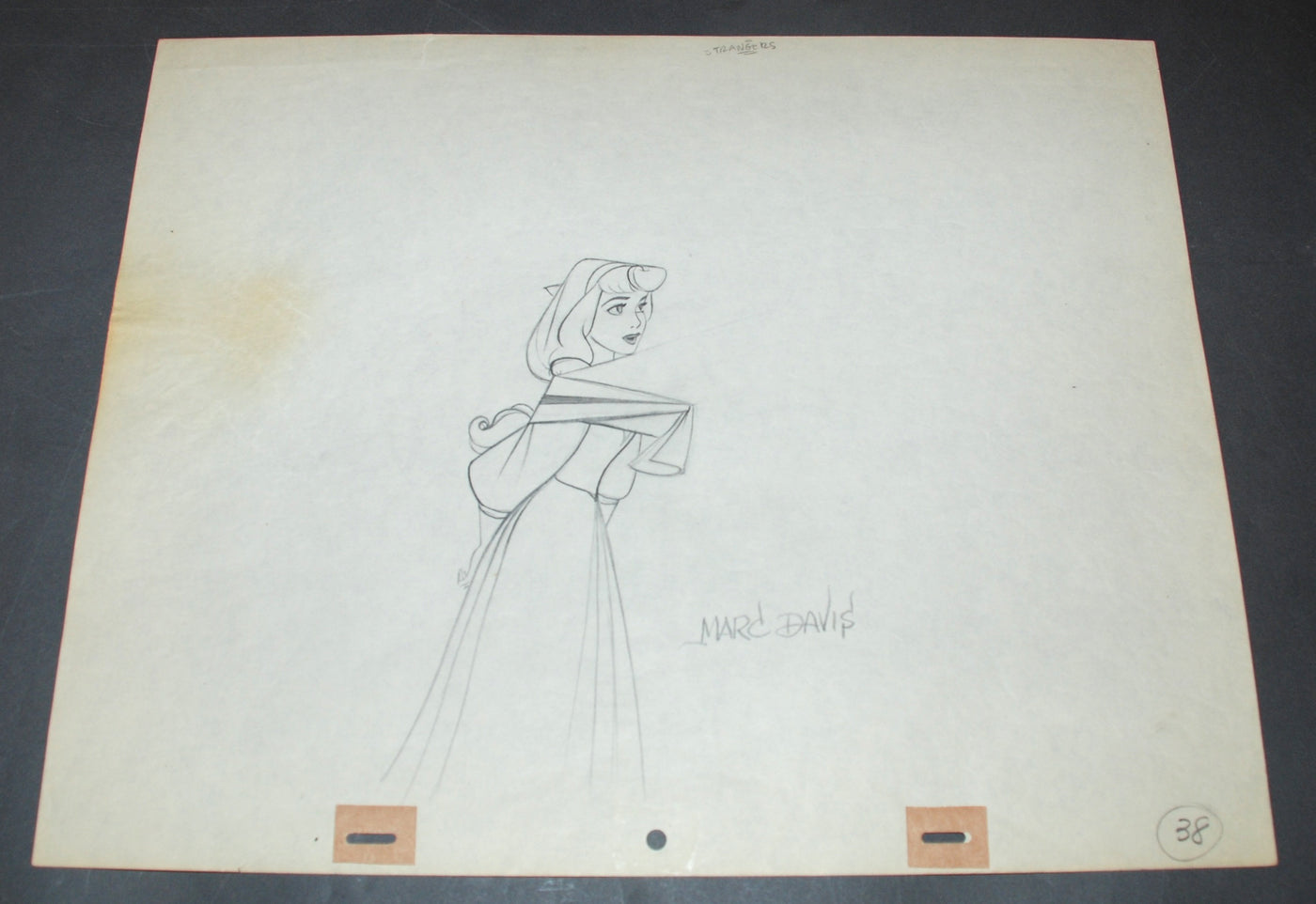 Original Walt Disney Production Drawing from Sleeping Beauty featuring Briar Rose, Signed by Marc Davis