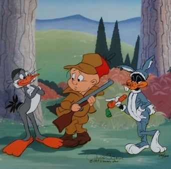Chuck Jones Limited Edition Cel Identity Cwisis Bugs Bunny, Elmer Fudd, & Daffy Duck
