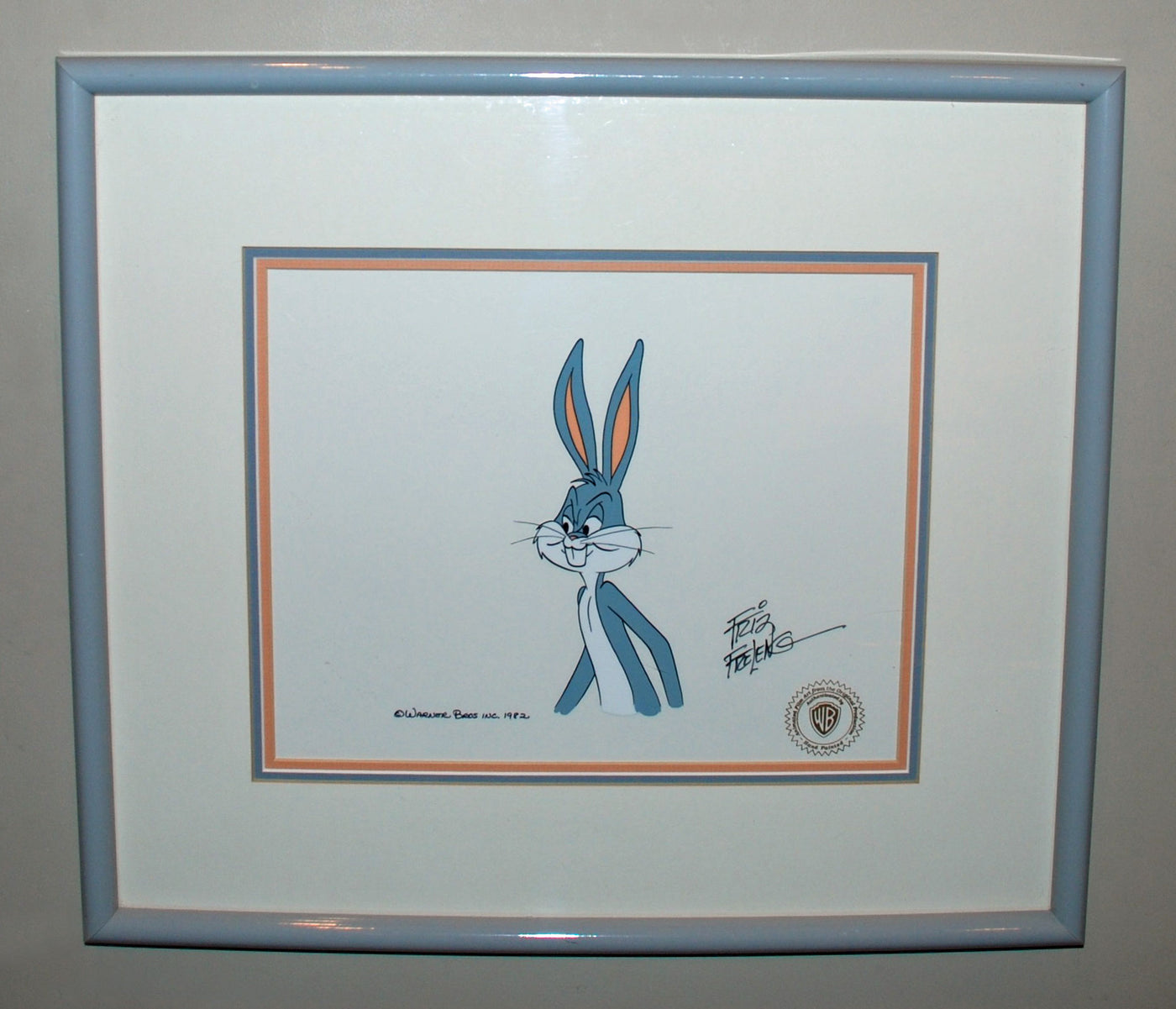 Original Warner Brothers Production Cel Featuring Bugs Bunny, Signed by Friz Freleng